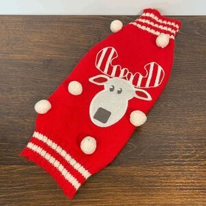 Petco Knitted Coat Dog Winter Clothes Reindeer Christmas Sweater Red White Small